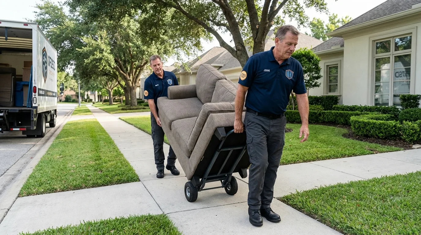 Local residential moving crew loading furniture in Camp Point, IL